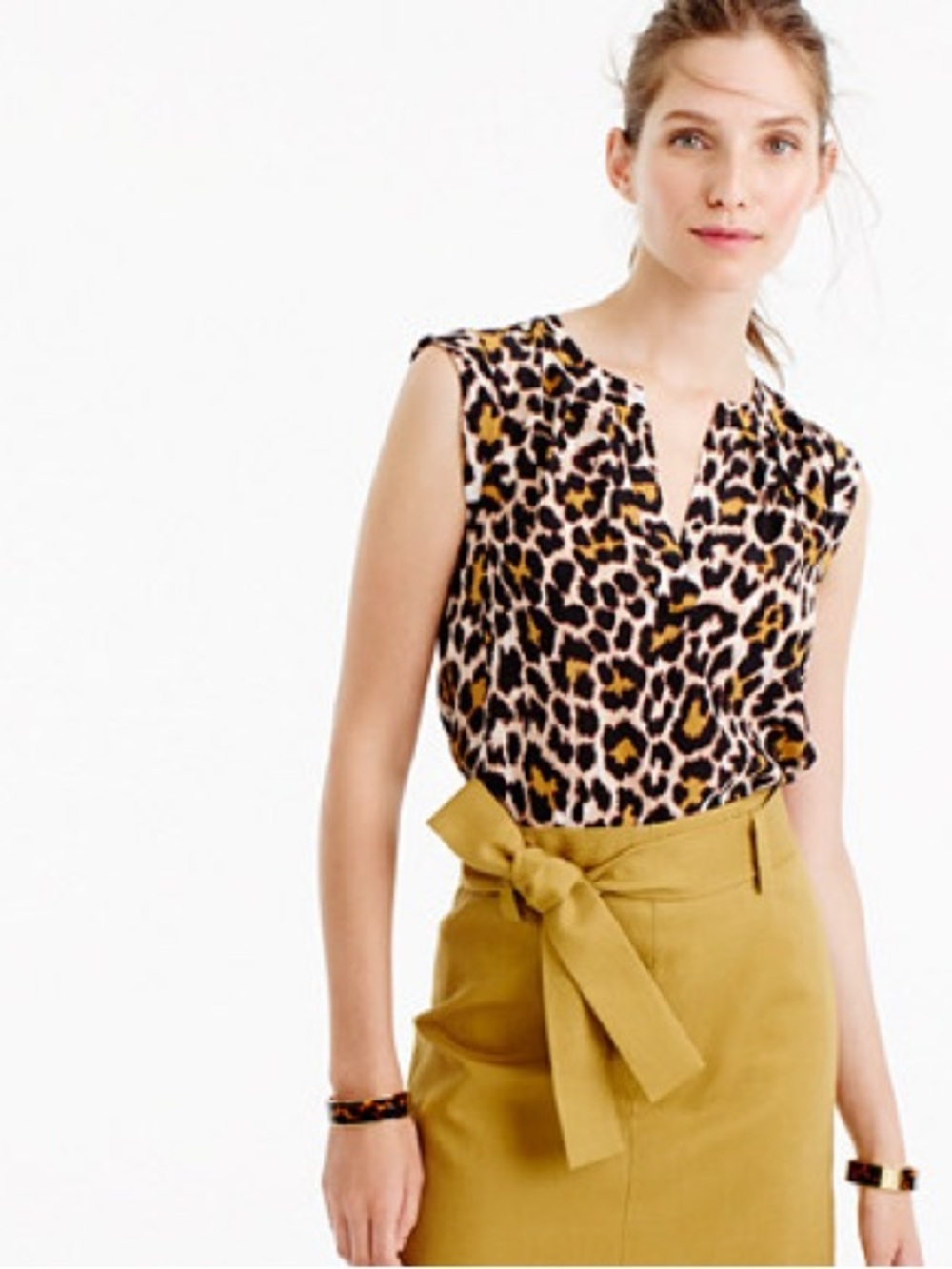 EUC! J. Crew 100% Silk Leopard-Print Sleeveless V-Neck Top